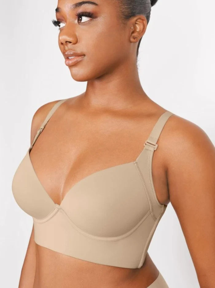 TMGONE Fashion Deep Cup Bra Hides Back Fat Diva New Look Bra With Shapewear  Incorporated， Beige， L 